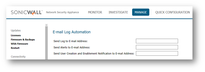 Sonicwall Email Settings
