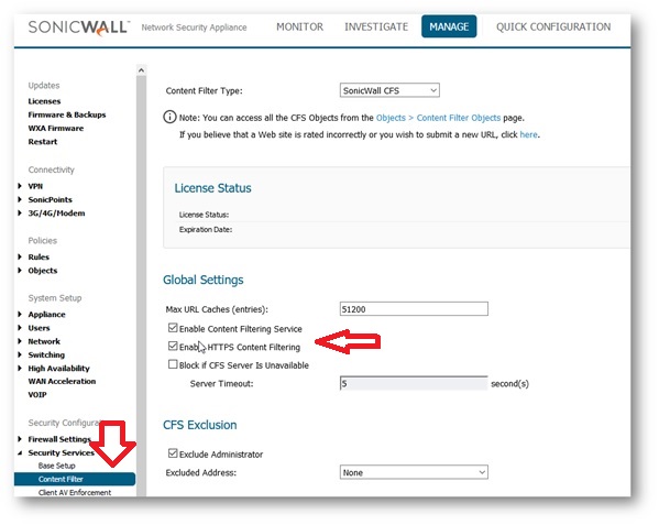 SonicWall Content Filter